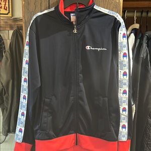 Champion Navy and Red Logo Track Jacket NWT